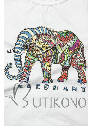 Bílé tričko s potiskem ELEPHANT