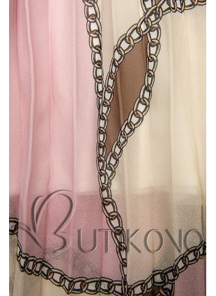Vzorované midi šaty růžové