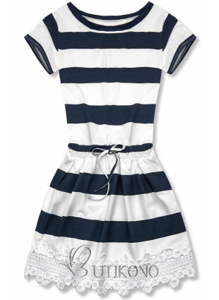 Modro-bílé pruhované šaty s krajkou X.