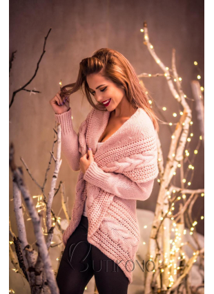 Růžový pletený svetr