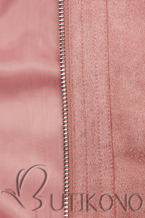 Růžová semišová bunda