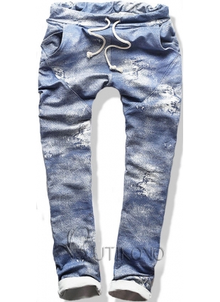 Kalhoty Jeans potisk modré SD65