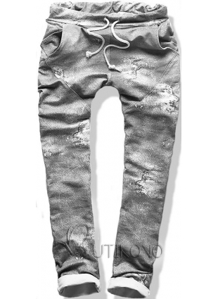 Kalhoty Jeans potisk šedé SD65