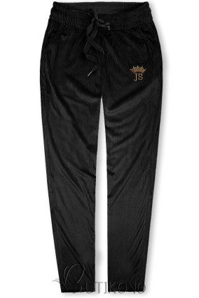 Černé sametové teplákové kalhoty