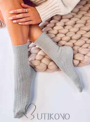 Světle šedé hřejivé dámské ponožky