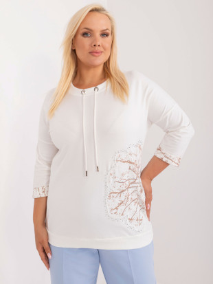 Elegantní blůza ecru s šňůrkami - plus size