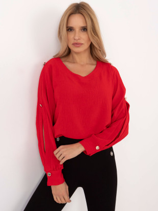 Elegantní červená blůza s dlouhým rukávem