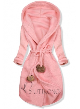 Růžový jarní kabát s kapucí