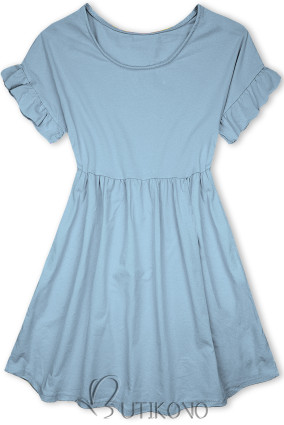 Světle modré bavlněné šaty v A-střihu