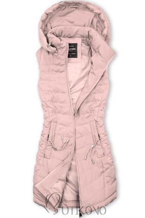 Růžová vesta s odepínatelnou kapucí