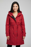 Přechodná bunda v prodlouženém střihu červená