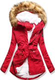 Červená zimní parka se stahováním v pase