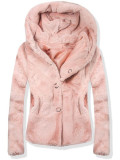 Růžový krátký kožešinový kabát 60688