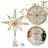 Zlatá LED ozdoba na stromeček hvězda