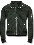 Khaki bomber bunda s perličkami