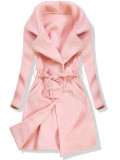 Růžový jarní kabát na zavazování