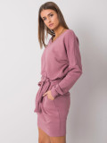 Stylové růžové šaty s dlouhým rukávem