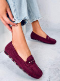 Vínově červené dámské semišové mokasíny