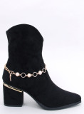 Černé dámské semišové kozačky s řetízkem