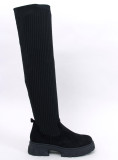 Černé vysoké kozačky s elastickým svrškem
