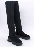 Černé vysoké kozačky s elastickým svrškem