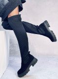 Černé vysoké kozačky s elastickým svrškem