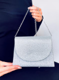 Lesklá formální kabelka stříbrná