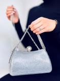Společenská clutch kabelka stříbrná