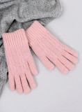 Rukavice s pleteným vzorem růžové