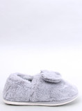 Šedé kožešinové papuče s mašlí