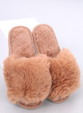 Camel hnědé kožešinové pantofle