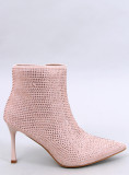 Světle růžové kotníkové kozačky s kamínky