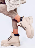 Šněrovací kotníkové boty béžové