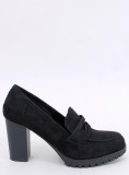 Černé dámské mokasíny na podpatku