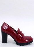 Dámské lodičky/mokasíny na podpatku vínově červené