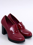Dámské lodičky/mokasíny na podpatku vínově červené