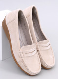Krémové mokasíny na klínovém podpatku