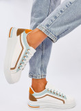 Bílé tenisky s pruhem babyblue/hnědá