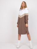 Bílé šaty s hnědými detaily