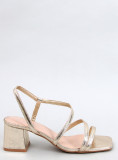 Zlaté sandály na podpatku z ekokůže