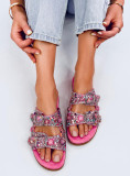 Dámské pantofle s kamínky růžové