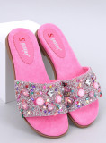 Pantofle vykládané kamínky růžové