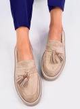 Mokasíny s třásněmi béžové