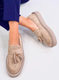 Mokasíny s třásněmi béžové