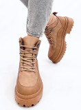 Hnědé šněrovací boty na vysoké podrážce