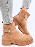 Semišové kotníkové kozačky v camel barvě