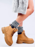 Šněrovací kotníkové boty camel