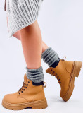 Šněrovací kotníkové boty camel