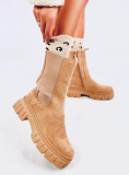 Semišové kozačky s elastickou manžetou camel