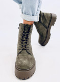 Dámské olivově zelené šněrovací boty